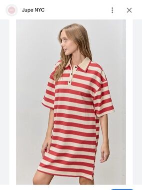 Red striped rugby polo dress